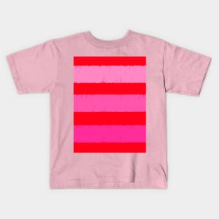 Wide Pink and Red Stripes Clashing Colours Kids T-Shirt